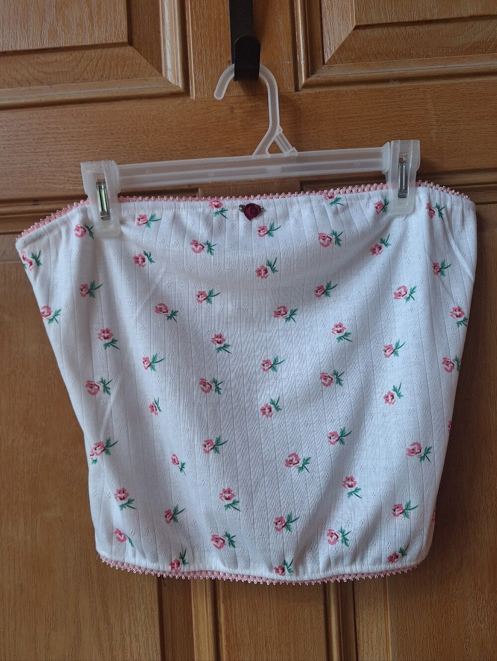 Floral Pink Rose Print Tube Top XXL